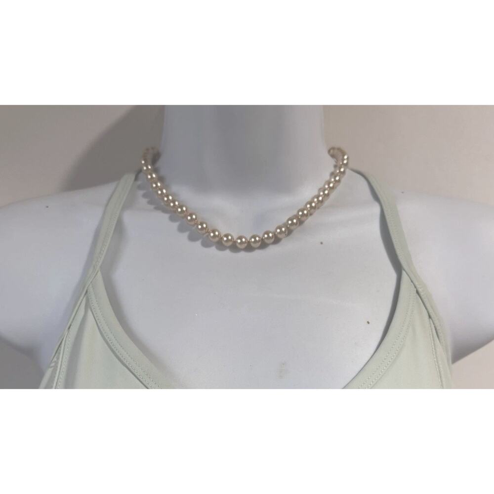 FAUX PEARL SILVER Tone Clasp BEAD‎ STRING CLASSIC STRAND NECKLACE Short